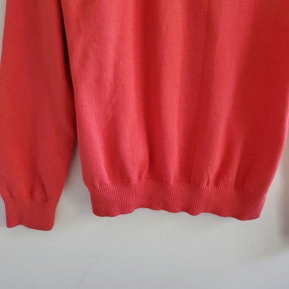 Foxcroft Supima Cotton Half Zip Sweater 2X Coral Orange Mock Neck Pullover Soft - Picture 6 of 12